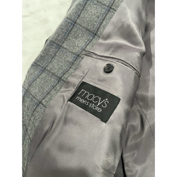 Lauren Ralph Lauren Men’s Wool Gray Windowpane Blazer Size 46R Elbow Patches - Picture 9 of 13